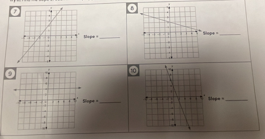 7 
8
Slope = _
Slope = _ 
9 
10
lope =_  Slope =_