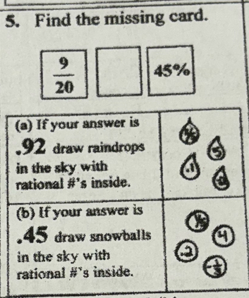 Find the missing card.
 9/20 
45%