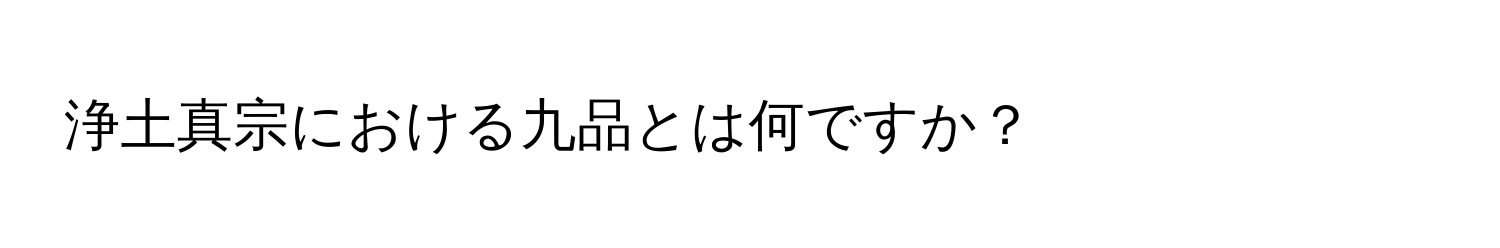 浄土真宗における九品とは何ですか？