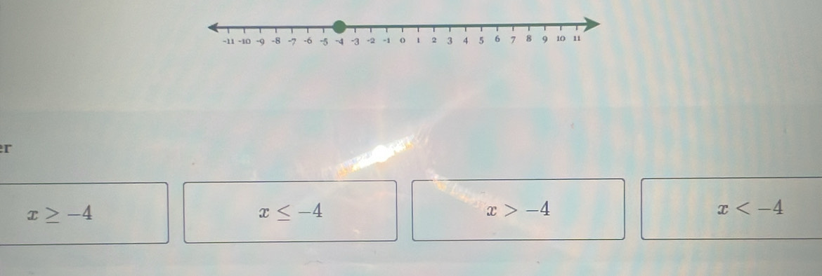 x≥ -4
x≤ -4
x>-4
x