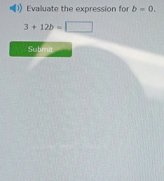 Evaluate the expression for b=0. 
Submit