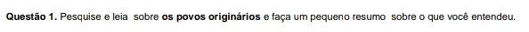 Pesquise e leia sobre os povos originários e faça um pequeno resumo sobre o que você entendeu.