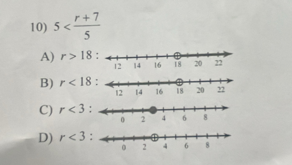 5
A) r>18
B) r<18</tex>
C) r<3</tex> :
D) r<3</tex>