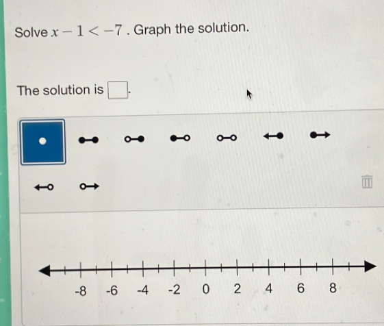 Solve x-1 . Graph the solution. 
The solution is 
. 
。 。