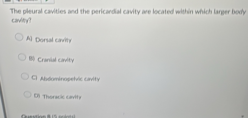 Solved: The pleural cavities and the pericardial cavity are located ...
