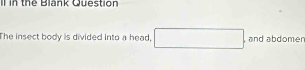 Il in the Blank Question 
The insect body is divided into a head, □. , and abdomen