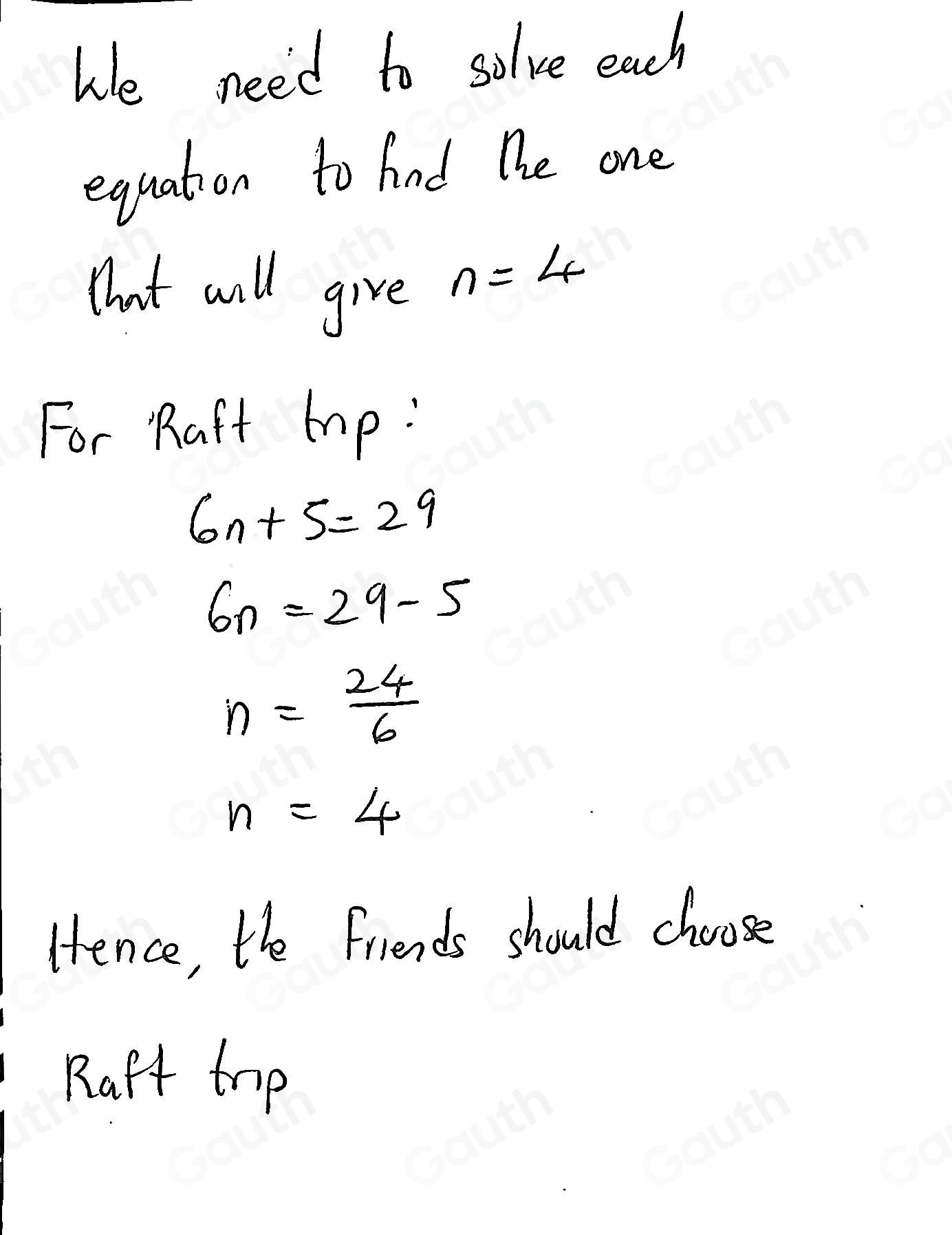 Solved: A group of 4 friends is planning a fun day trip. The RAFT TRIP ...