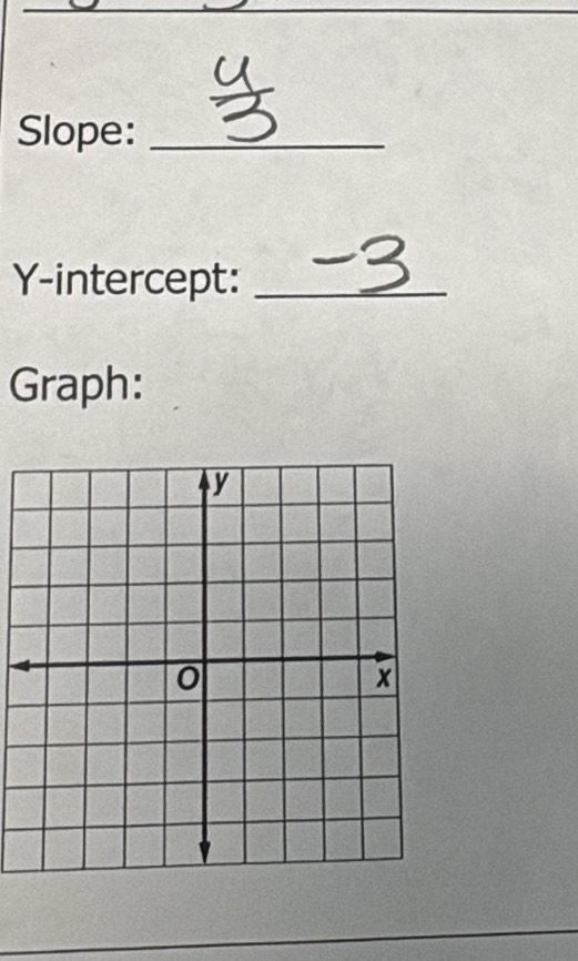 Slope:_ 
Y-intercept:_ 
Graph: