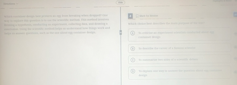 Solved: Deections Which container design best protects an egg from ...
