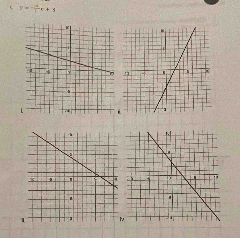 y= (-4)/3 x+3
ii