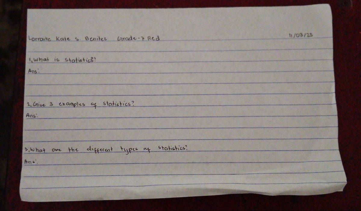 Solved: Lorrainc Kate s. Benilez Grade-r Red 11103125 1, What is ...