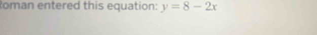 Roman entered this equation: y=8-2x