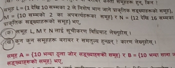 क सडख्याहरूको
M=(10 स म
N= 1 दे 16 समम कॉ 
पराकतिक 
लेखहोस 
समूह A= 10
सडव्याहरूको समह B=