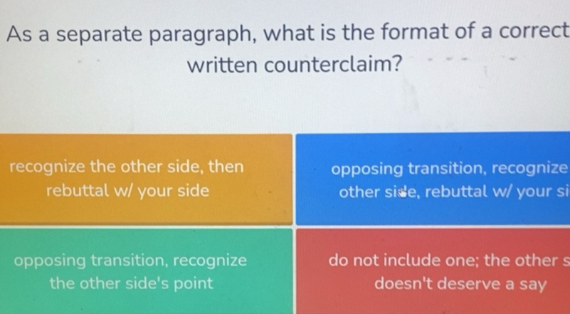 Solved: As a separate paragraph, what is the format of a correct ...
