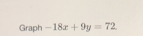 Graph -18x+9y=72.