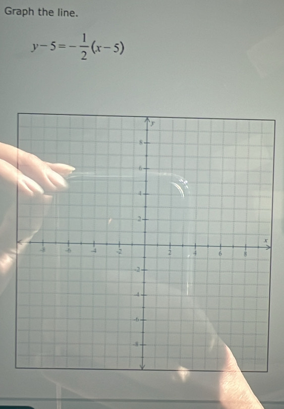 Graph the line.
y-5=- 1/2 (x-5)