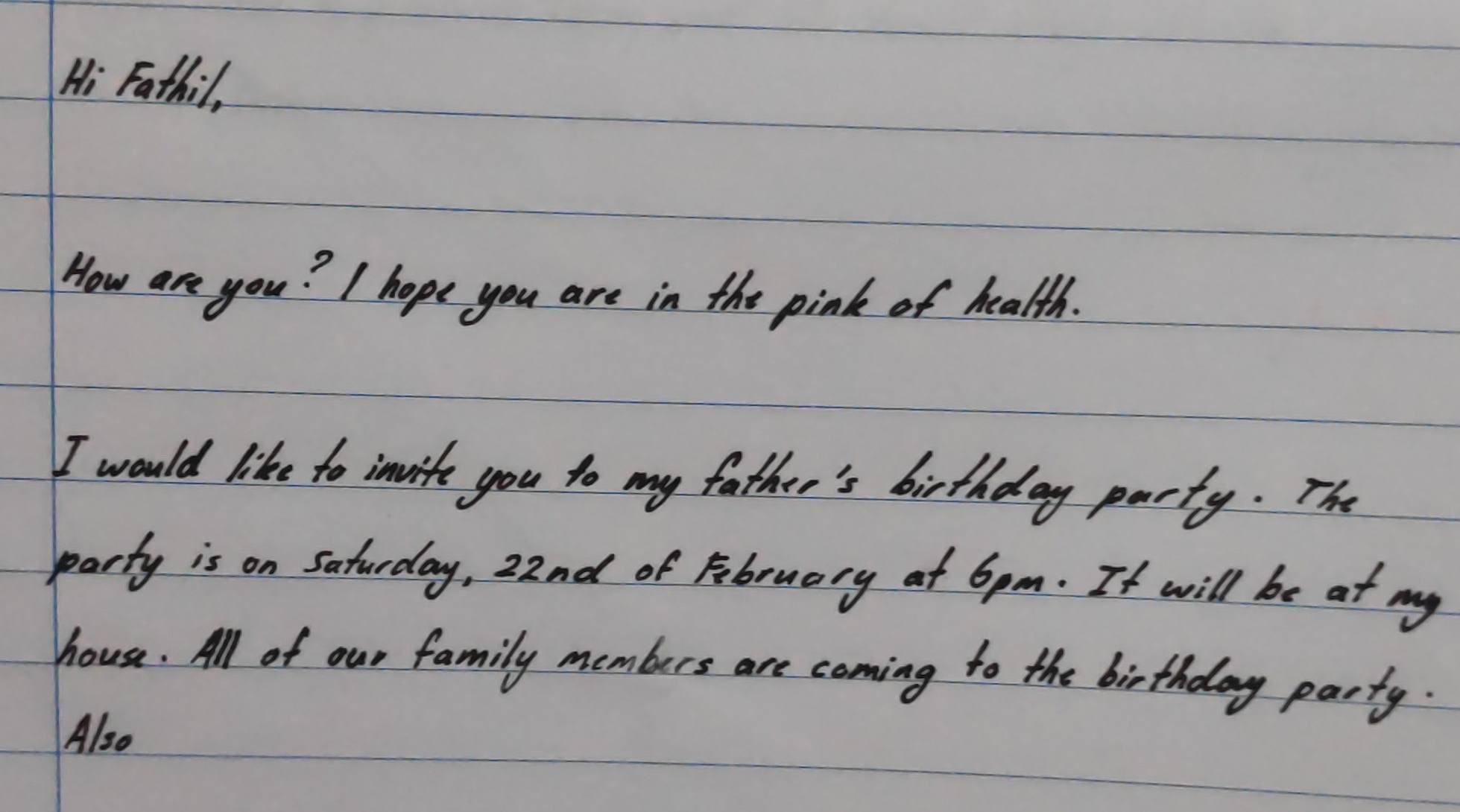 Selesai:Hi Fathil, How are you? I hope you are in the pink of health. I ...