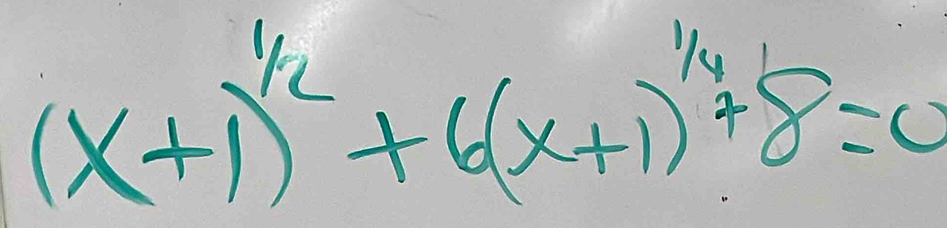 (x+1)^^1/_2+6(x+1)^^1/_4+8=0