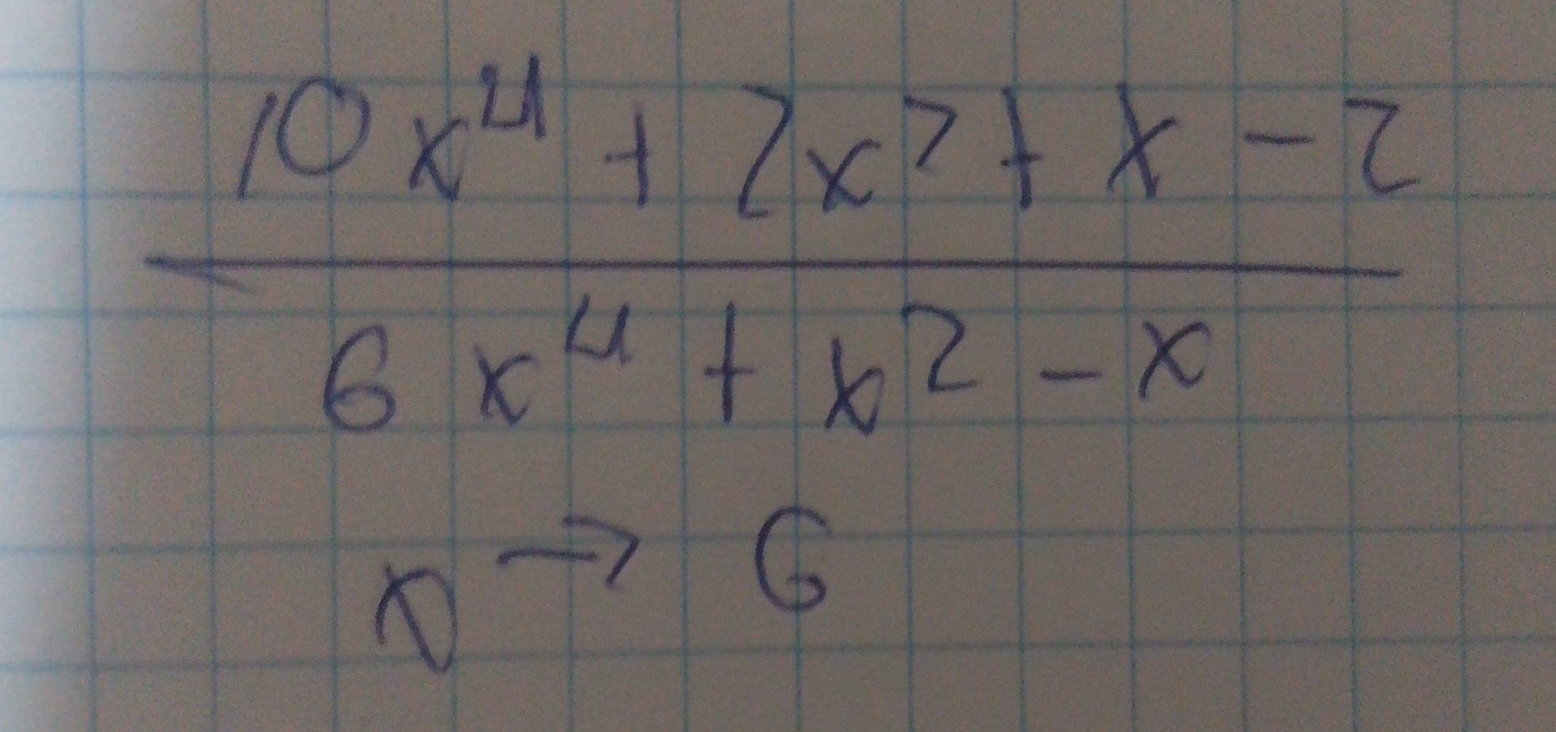  (10x^4+2x^7+x-2)/6x^4+x^2-x 
Delta to 6