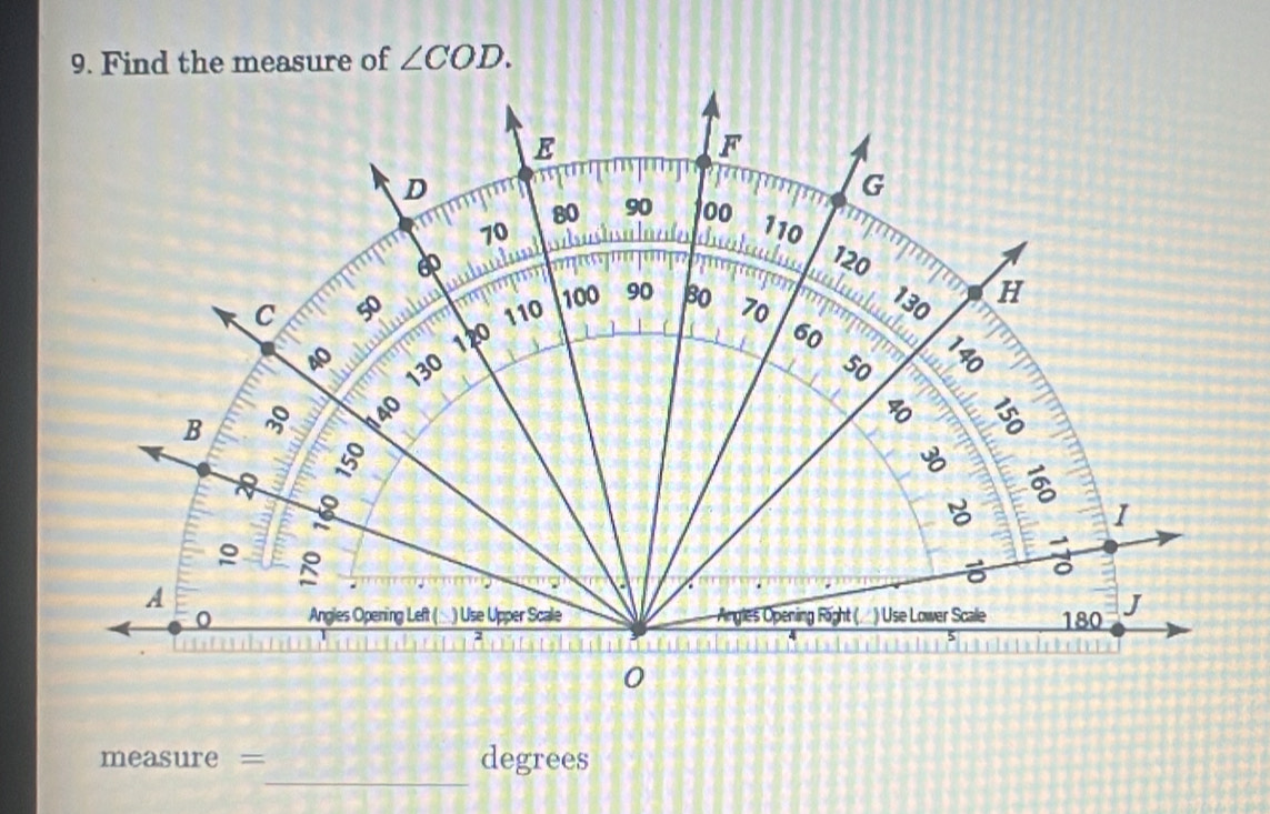 ∠ COD. 
_
measure = degrees