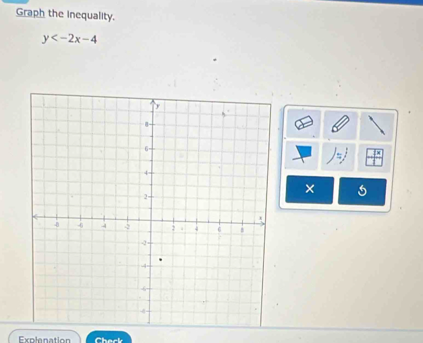 Graph the inequality.
y
× 
Explenation Chack