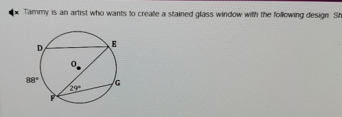 Tammy is an artist who wants to create a stained glass window with the following design. Sh