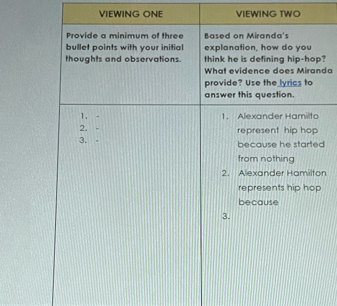 VIEWING ONE VIEWING TWO 
? 
da 
d 
n