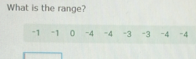 What is the range?
-1 -1 0 -4 -4 -3 -3 -4 -4