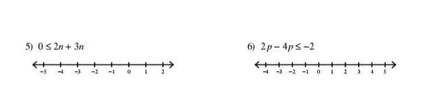 0≤ 2n+3n 6) 2p-4p≤ -2