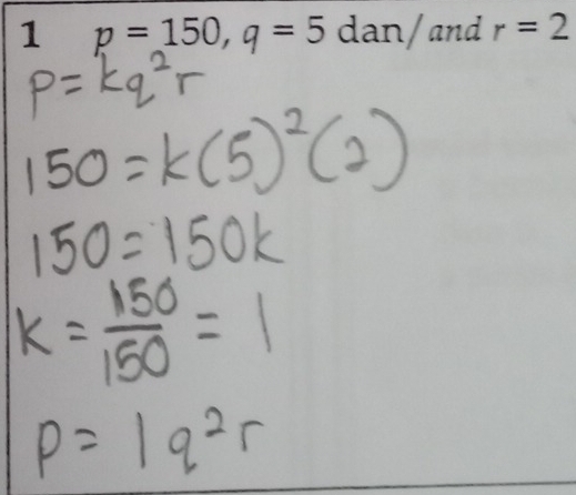 1 p=150, q=5 dar □  √ V and r=2