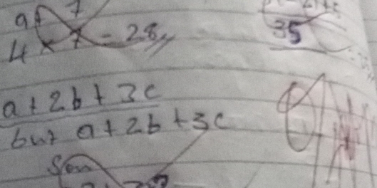 a x
x=
4* 7=28
35°
a+2b+3c
6w+a+2b+3c