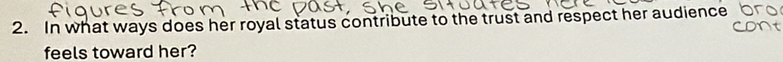 In what ways does her royal status contribute to the trust and respect her audience 
feels toward her?