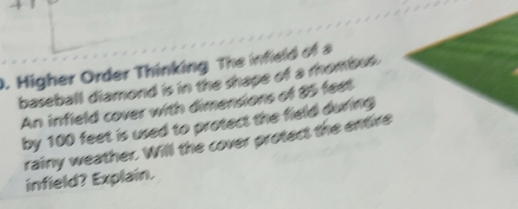 Solved: ). Higher Order Thinking The infield of a baseball diamond is ...