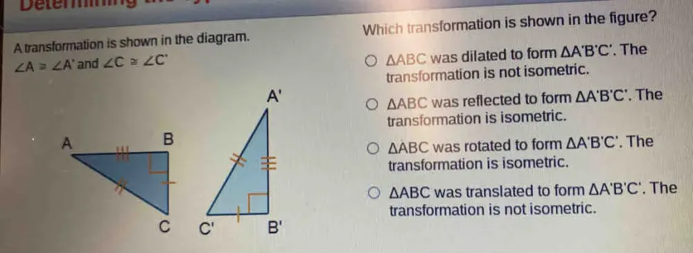Solved: A transformation is shown in the diagram. Which transformation ...