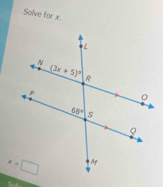 Solve for x.
Subr