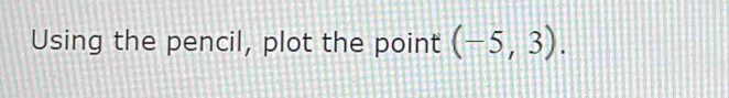 Using the pencil, plot the point (-5,3).