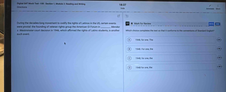Solved: Digital SAT Mock Test -108 : Section 1, Module 2: Reading and ...