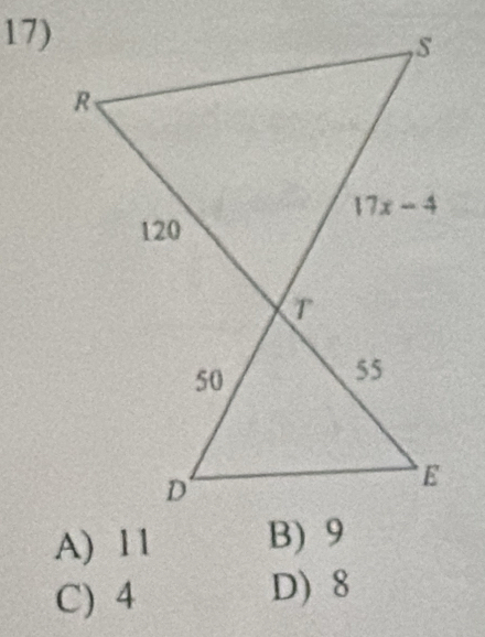 A) 11
C) 4 D) 8