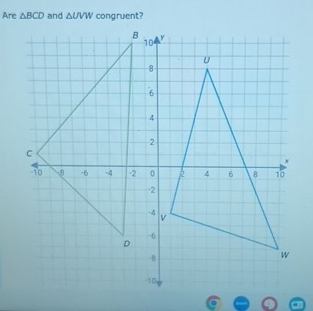 Are △ BCD and △ UVW congruent?