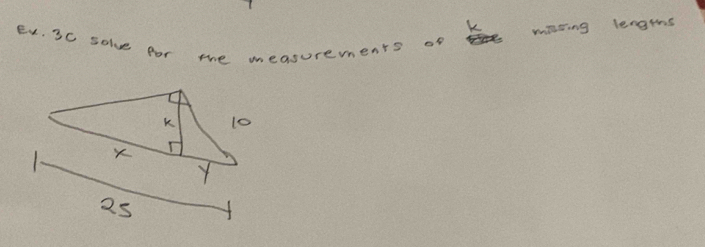 Ev. 3C solve for the measurements of miting lengts