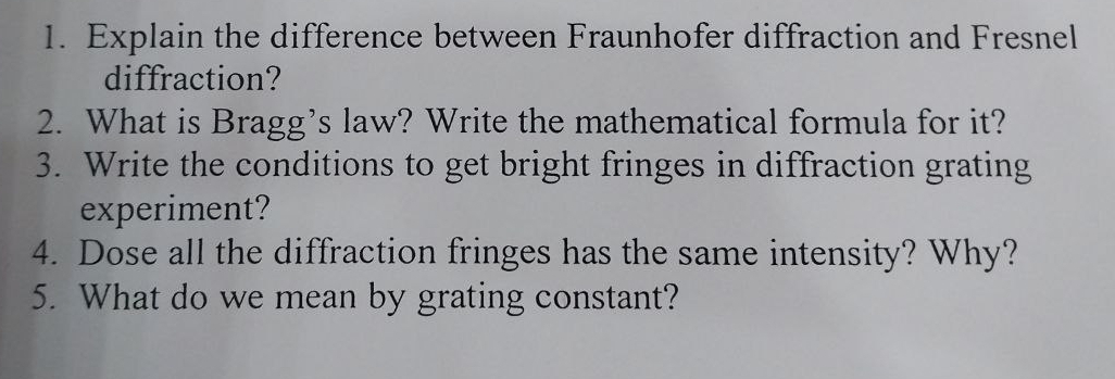 Solved: Explain the difference between Fraunhofer diffraction and ...