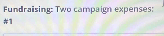 Fundraising: Two campaign expenses: 
#1