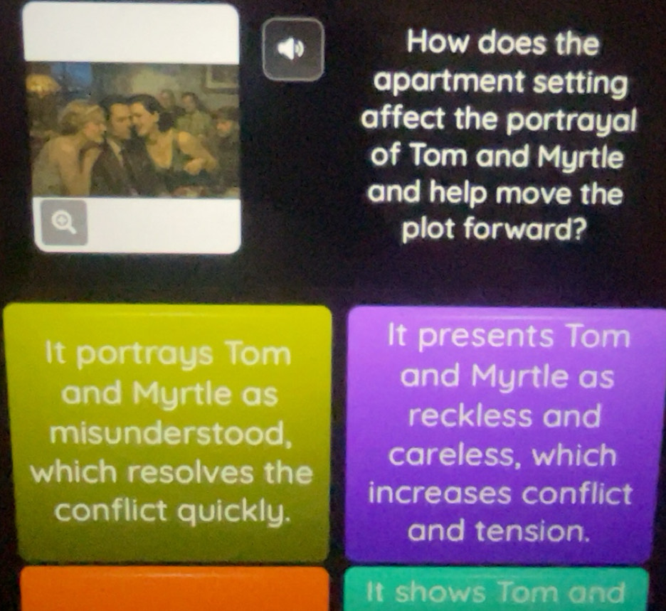 Gelöst:How does the apartment setting affect the portrayal of Tom and ...