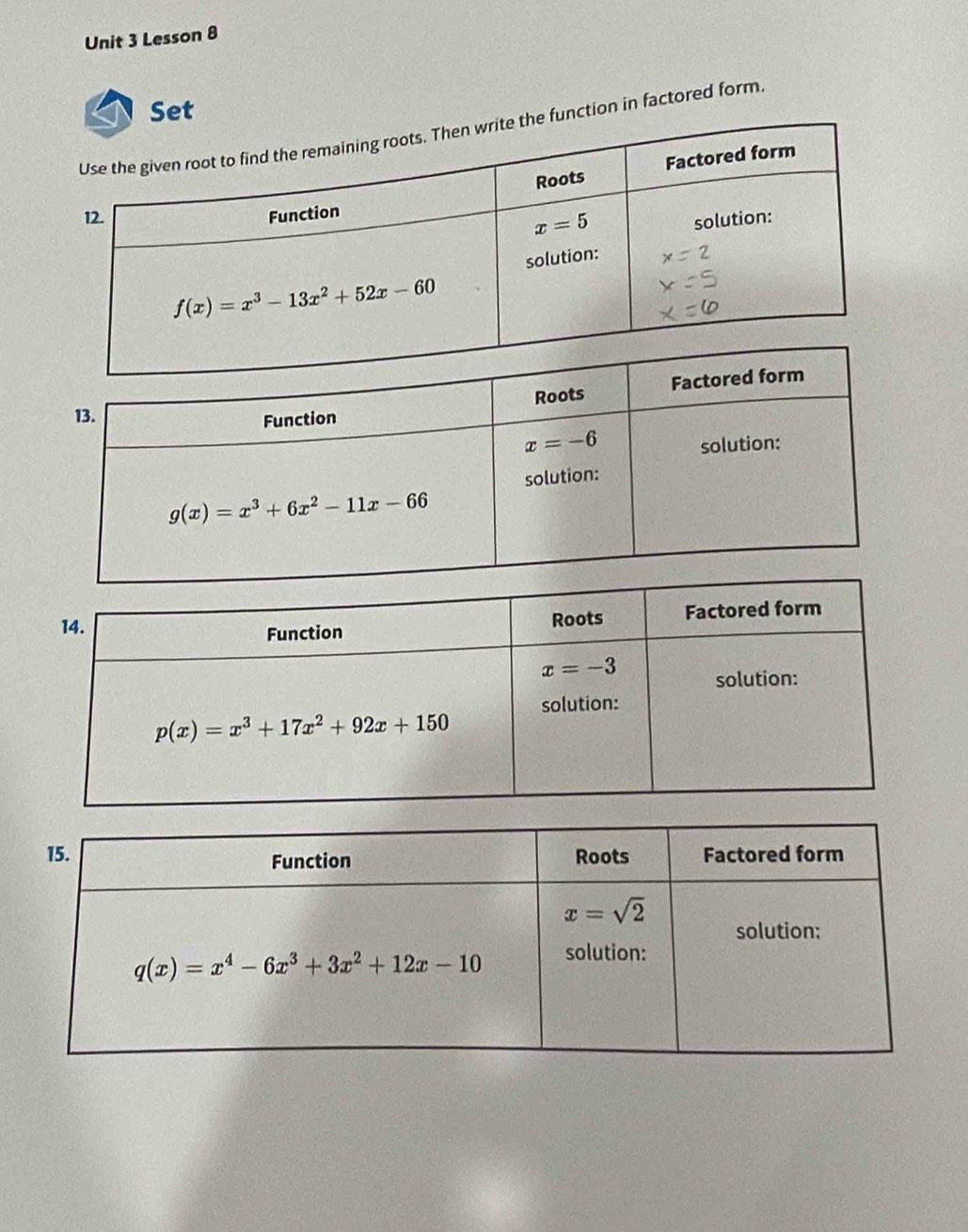 Lesson 8
Set
ction in factored form