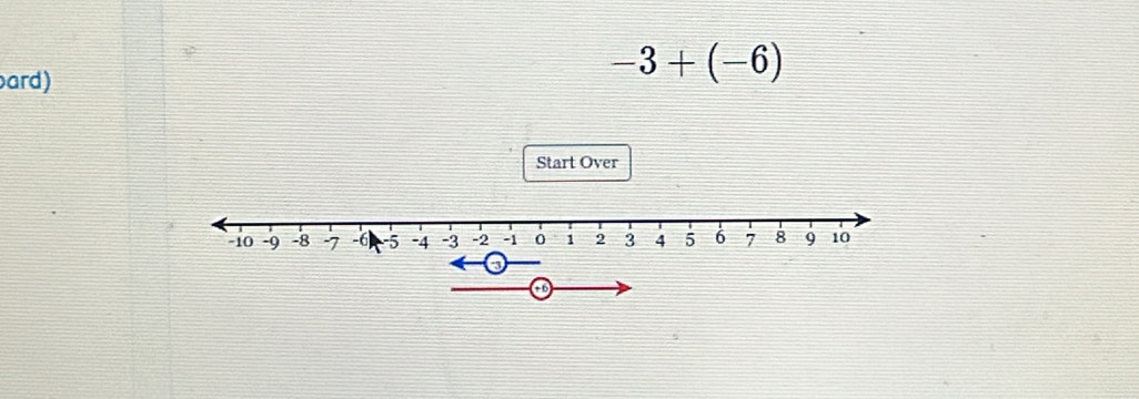 ard)
-3+(-6)
Start Over 
a