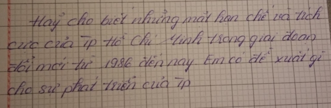 fay cho bick whing mai han ché isd tich 
hie chiā in tó Ch linh liong giài dea) 
dóimài xi 1986 dén zay mcǒ dè xuài gì 
chosi phat tràn quà in