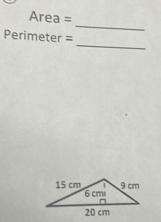 Area=
_ 
_ 
Perime 4 ter =