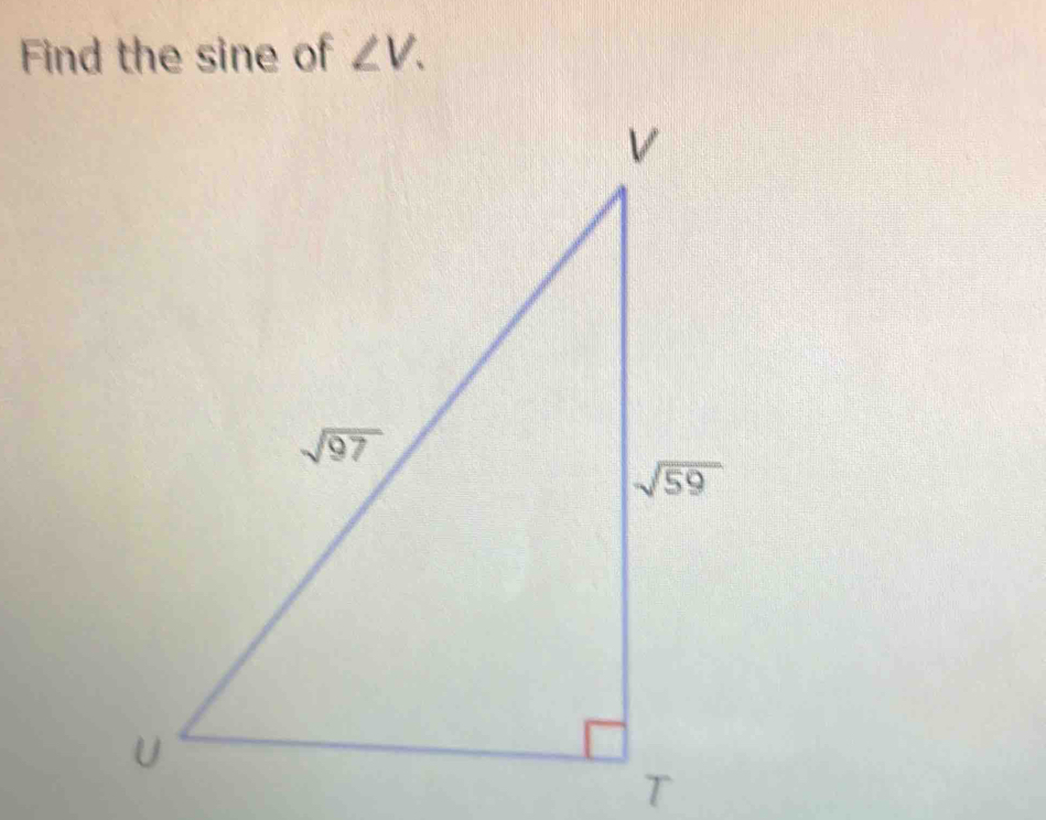 Find the sine of ∠ V.