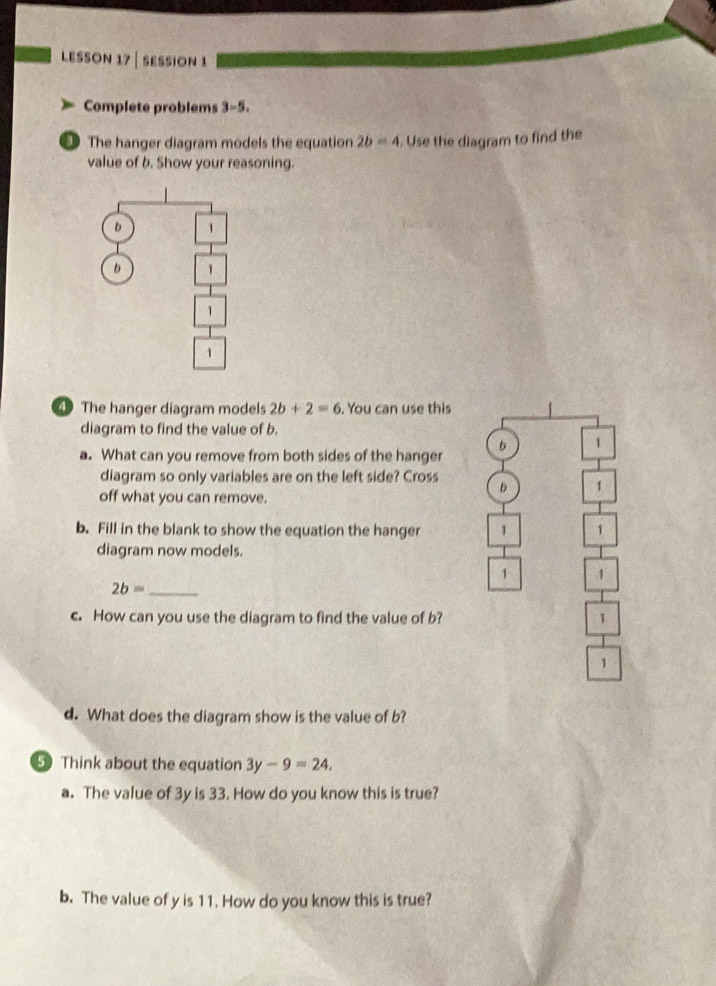 Solved: LEssON 17 | session 1 Complete problems 3-5. The hanger diagram ...