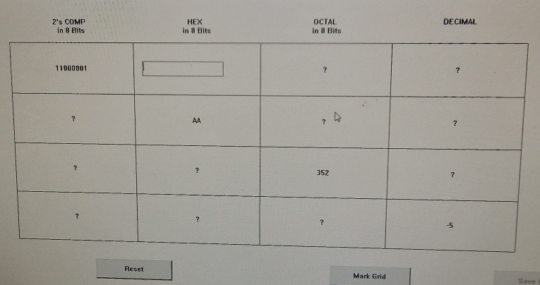 Reset Mark Grid
Save